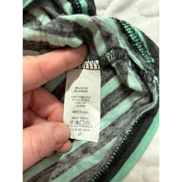 Soprano Green & Blue Striped Pocket y2k T-shirt size medium - Picture 4 of 6